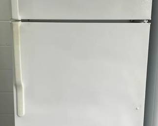 White GE Refrigerator Top Freezer
