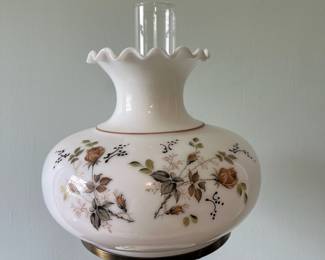 M20 - $60. Vintage Hurricane Gone With The Wind Style Lamp. Measures about 9" wide x 22.5" tall.