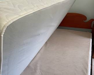 M58 - $65. Twin size bedframe with clean mattress if you want it!