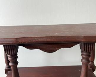 M6 - $30. Solid Wood 3 Shelf Display. Measures 22" wide x 11" deep x 22.5" tall.