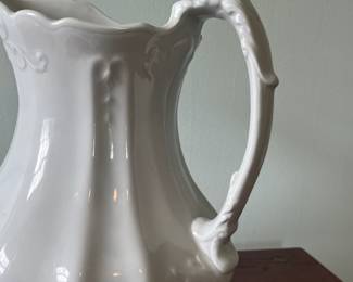 M21 - $75. Bowl & Pitcher. Royal Ironstone China. Johnson Bros England. Has crazing throughout.