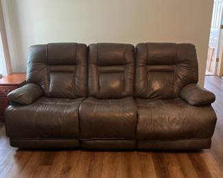 M2 - $450. Ashley Furniture Power Reclining Sofa. Measures 87.5" long x 36" deep x 42" tall. Gently used - cushion on the right shows the most wear.
