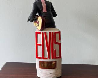 M9 - $20. Elvis Decanter (empty) Music Box. Measures 5.5" x 5.5" x 14.5" tall.