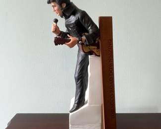 M9 - $20. Elvis Decanter (empty) Music Box. Measures 5.5" x 5.5" x 14.5" tall.