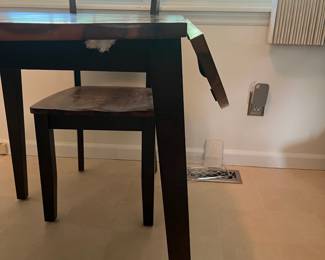 M45 - $125. Round dining table with 4 chairs. Measures 42" round x 30" tall. Sturdy and in good condition!