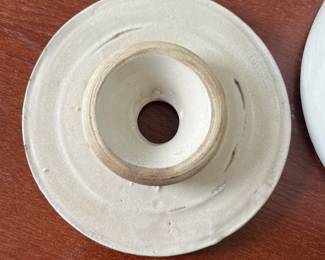 M18 - $30. #2 Pottery Crock with Butter Churn Top (has hole in the lid). No chips, cracks etc noted.
