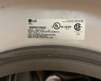 LG Washing Machine Model # WM3575CWM1 - $150 Pair. LG Washing Machine Model # WM3575CW. LG Dryer LG Dryer Model DLEX3570W. Washing machine door has been taped together. Doesn't affect function, purely cosmetic.