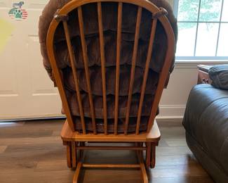 M25 - $35. Wooden Glider. Measures 24.5" wide x 26.75" deep x 40.5" tall. Floor to seat is 19".