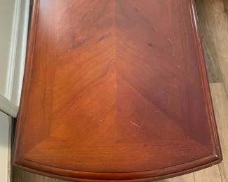 M27 - $35. Long Console / Sofa Table. Measures 48" long x 16" deep x 29.5" tall. Has single drawer. Has some marks on the top, scratches from use.
