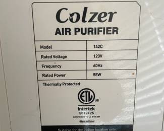 M15 - $40. Colzer Air Purifier. Model #142C.