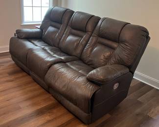 M2 - $450. Ashley Furniture Power Reclining Sofa. Measures 87.5" long x 36" deep x 42" tall. Gently used - cushion on the right shows the most wear.