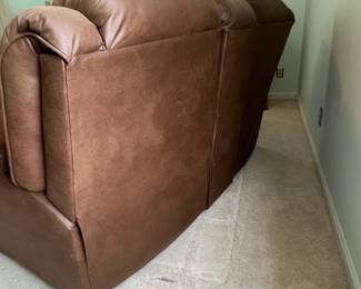 M11 - $175. 2 Seat Reclining Loveseat. Has drink holders & storage between seats. Measures 78.5" wide x 41" deep x 41" tall.