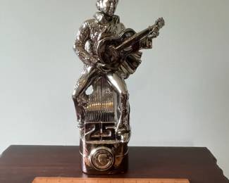 M10 - $20. Elvis Decanter (Empty) Music Box. Measures 8.5" x 5.5" x 15.25" tall.