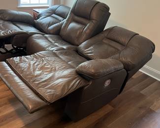M2 - $450. Ashley Furniture Power Reclining Sofa. Measures 87.5" long x 36" deep x 42" tall. Gently used - cushion on the right shows the most wear.
