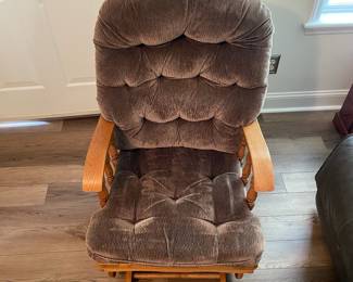 M25 - $35. Wooden Glider. Measures 24.5" wide x 26.75" deep x 40.5" tall. Floor to seat is 19".