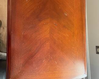 M27 - $35. Long Console / Sofa Table. Measures 48" long x 16" deep x 29.5" tall. Has single drawer. Has some marks on the top, scratches from use.