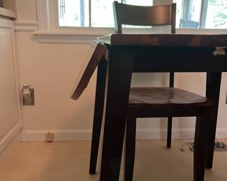 M45 - $125. Round dining table with 4 chairs. Measures 42" round x 30" tall. Sturdy and in good condition!