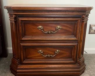 M29 - $40. Thomasville Single Nightstand with 2 drawers. Measures 28" wide x 17" deep x 24" tall. Sturdy. Top has wear. Very useable as is.