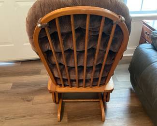 M25 - $35. Wooden Glider. Measures 24.5" wide x 26.75" deep x 40.5" tall. Floor to seat is 19".