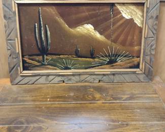 Southwestern style painting on black velvet 