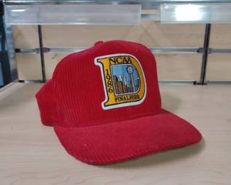 Red corduroy NCAA 1986 Final Four hat