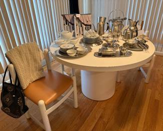Noritake Silverdale 6 Person Tea Set (21 Pieces), Mikasa Colson 20-Piece Flatware Set , Kitchen Table 