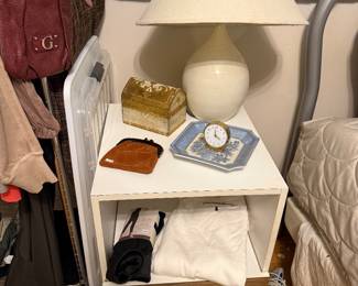 White Nightstand, Decorative Table Lamp 