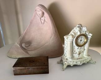 Mantle Clock, Austin Productions Acoma Sculpture  