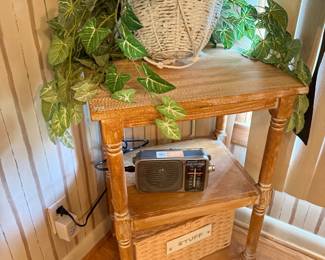 Wood Side Table with Shelves 
