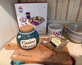 Casio Money Jar, Las Vegas Cutting Board, Glass Ashtray