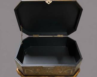 Octagonal Decorative Box Table with Painted Swans second image