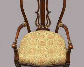 Jonathan Charles Neoclassical Gilded Lyre Back Dining Chairs Set of