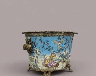 Wong Lee WL Porcelain Planter with Gilt Bronze Mounts