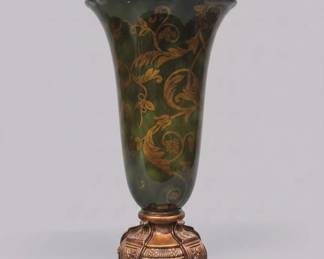 Decorative Vase with Ornate Base and Floral Motif