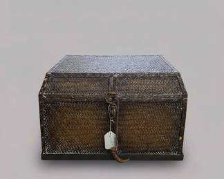 Pier Imports Rattan Storage Trunk Side Table