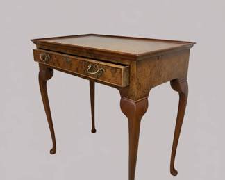 Queen Anne Style Burl Walnut Writing Desk