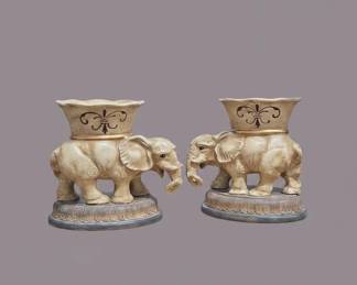 Pair of Ceramic Elephant Garden Stools or Side Tables