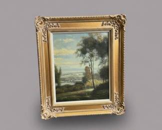 Ornate Gilt Framed Landscape Oil Painting by James C. Davies