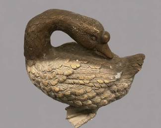BronzeFinish Metal Duck Sculpture