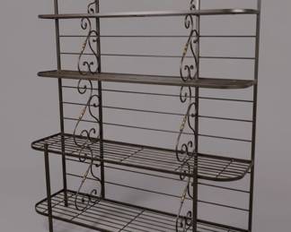 Vintage French Wrought Iron and Brass Bakers Rack