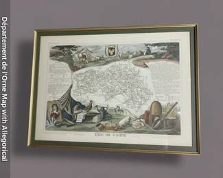 Dpartement de lOrne Map with Allegorical Scenes