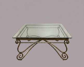 Hollywood Regency Brass and Glass Coffee Table
