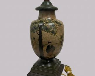 Vintage HandPainted Chinoiserie Ceramic Table Lamp