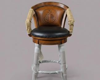 Nautical Anchor Embossed Swivel Bar Stool