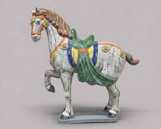 Tang Dynasty Style Glazed Ceramic Horse Statue