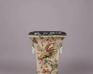 Wong Lee HandPainted Porcelain Vase with Faux Flowers