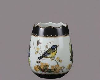 Pair of Herend Porcelain Rothschild Bird Cachepots