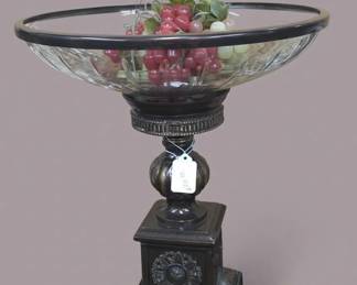 Decorative Pedestal Fruit Bowl with Faux Grapes