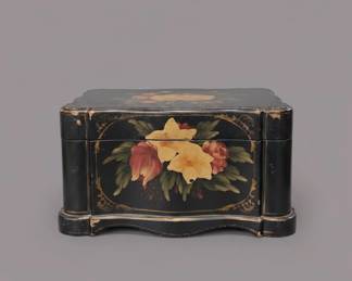 Vintage HandPainted Floral Bombe Jewelry Box