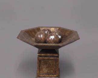 Decorative Pedestal Bowl with Marbled Spheres